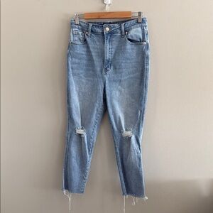 Akira Women's Distressed Blue Ankle Jeans